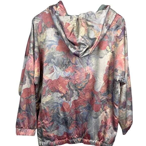 Adidas Floral Camo Hoodie Pastel Colors All Over Print Watercolor Satin Size M - Picture 3 of 10